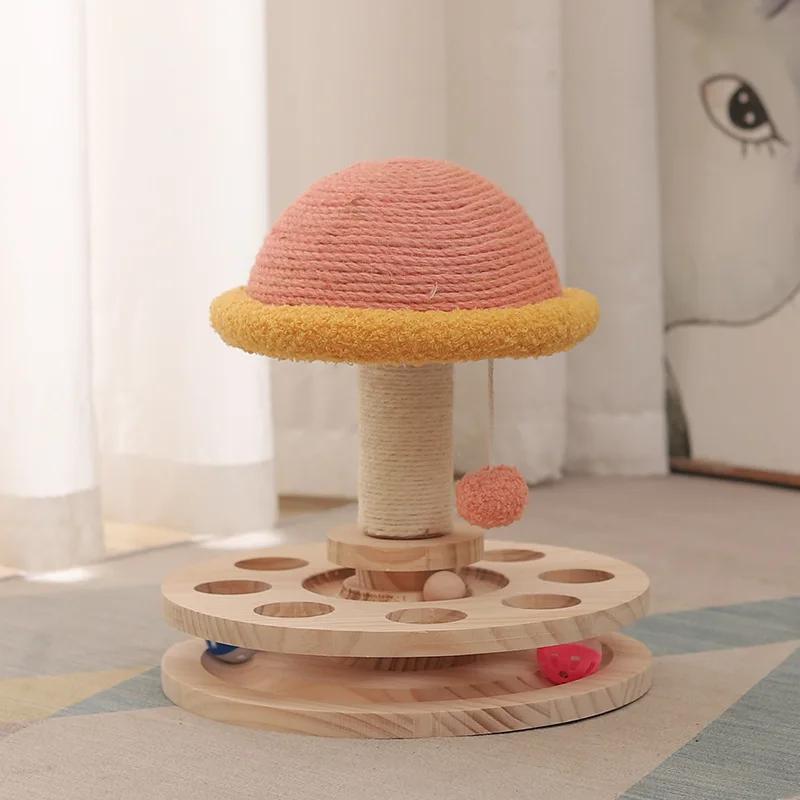 Solid Wood Turntable Pet Toy Sisal Grinding Claws Amusing Integrated Cat Scratching Board Pet Products Cat Climbing Frame