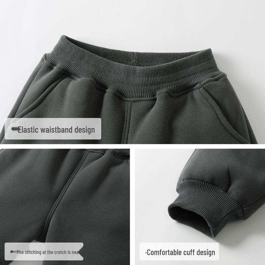 Kaka Panda Kids' Fleece-Lined Winter Pants: Warm Cotton Trousers for Boys, Girls, and Toddlers.