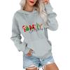 Women's Casual Comfortable Neck Hooded Long Sleeve Christmas Print Warm Sweatshirt