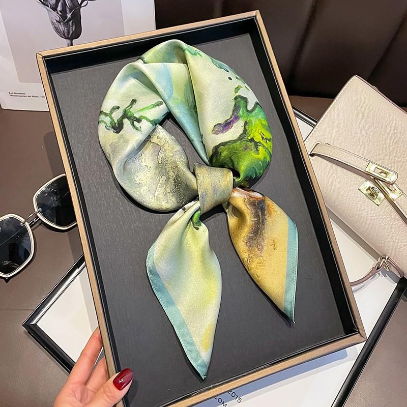 Silk 100% Mulberry Scarf Women's Spring Autumn New Style All-matching 70cm Small Square