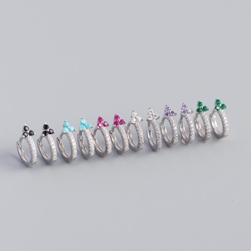 Fashion Jewelry Clover Luxury Zircon Earrings 925 Sterling Silver Earrings 18K Gold Plated Huggie Hoop Earring for Women