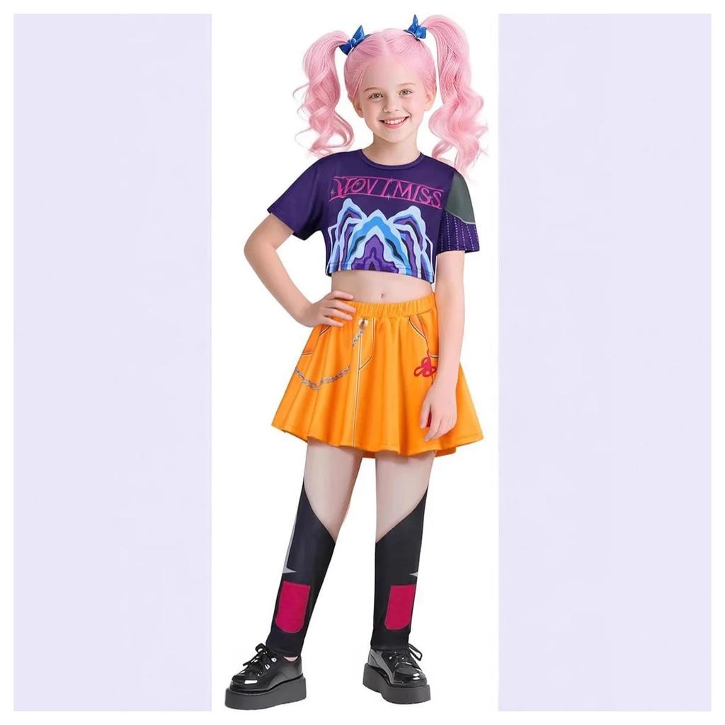 Movie K-Pop Children Mira Rumi Zoey Demon Hunters Cosplay Costume for Girl Halloween Party Stage Pattern Role Play Clothes