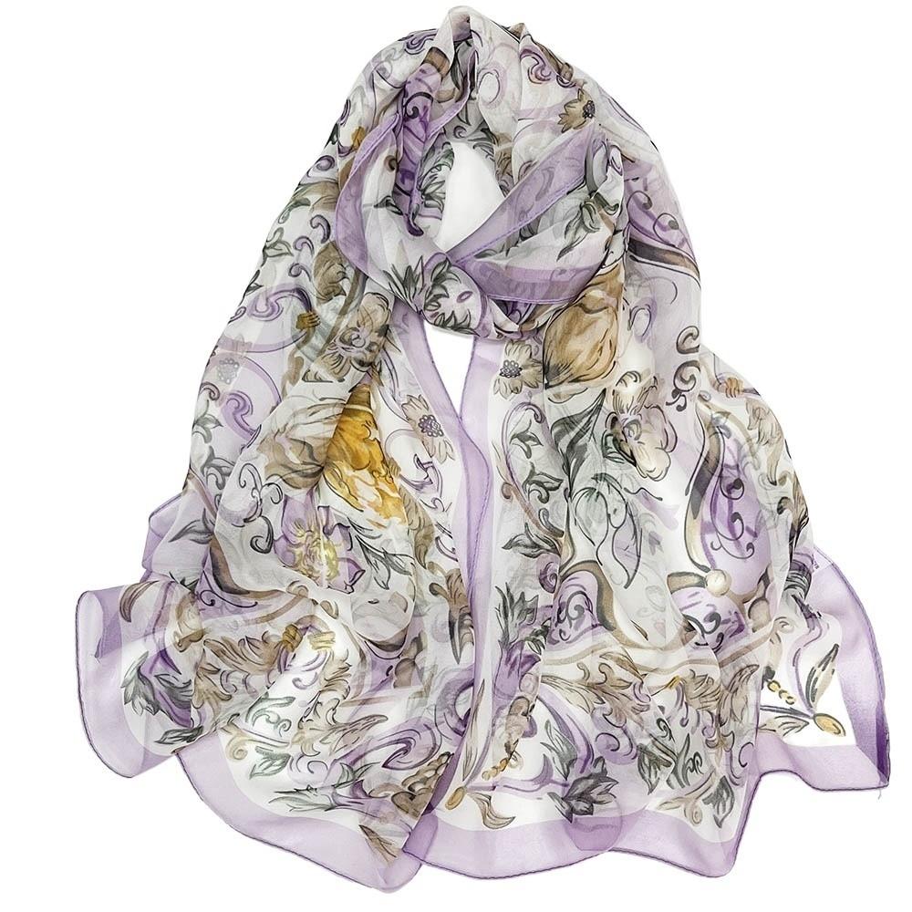 

Sun-Resistant Silk Scarf Embroidered Bandana Portable Long Wraps for Women