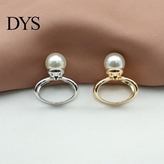 Metal Scarf Ring 2 Pcs Clip, Faux Pearl Belt Buckles, Clothes Autumn Winter Clip Slides Button, Shirt Ties Clips for Women, Dress Clothing Accessories