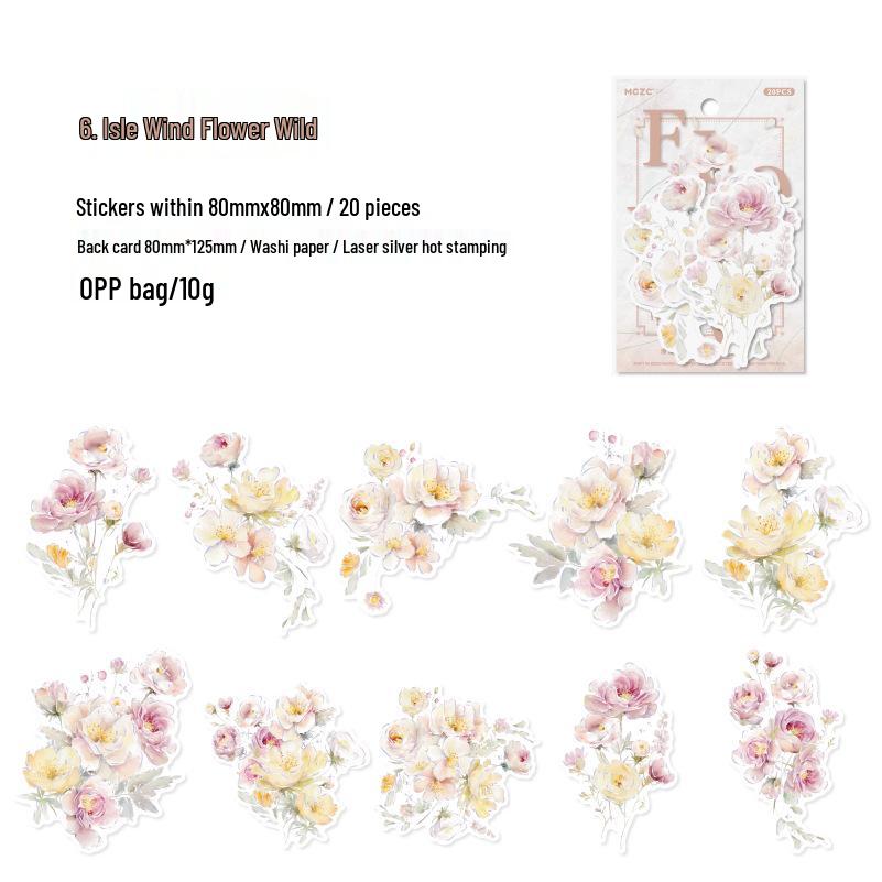Twilight Sticker Pack: Mountain & Field Series, Floral Journal DIY Decor - 20 Sheets