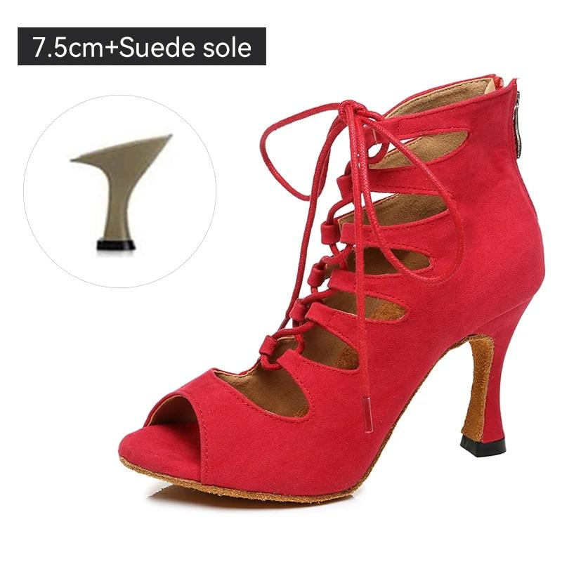 

Туфли для латинских танцев, женские ботинки для бальных танцев, женская обувь для танцев танго/сальсы на мягкой подошве, обувь для танцев на высоком каблуке 5–8 см 40