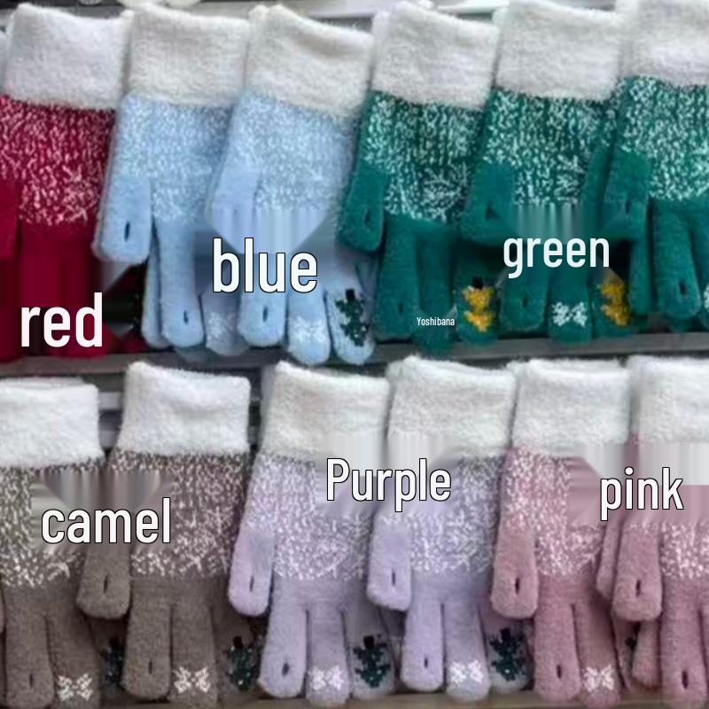 

Женские зимние флисовые велосипедные перчатки без пальцев со снежинками