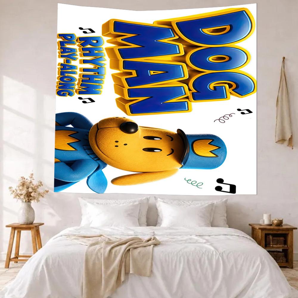 Dog Man Wall Decor Tapestry Art For Pet Memorial Birthdaywedding Party Backdrop Family Gift