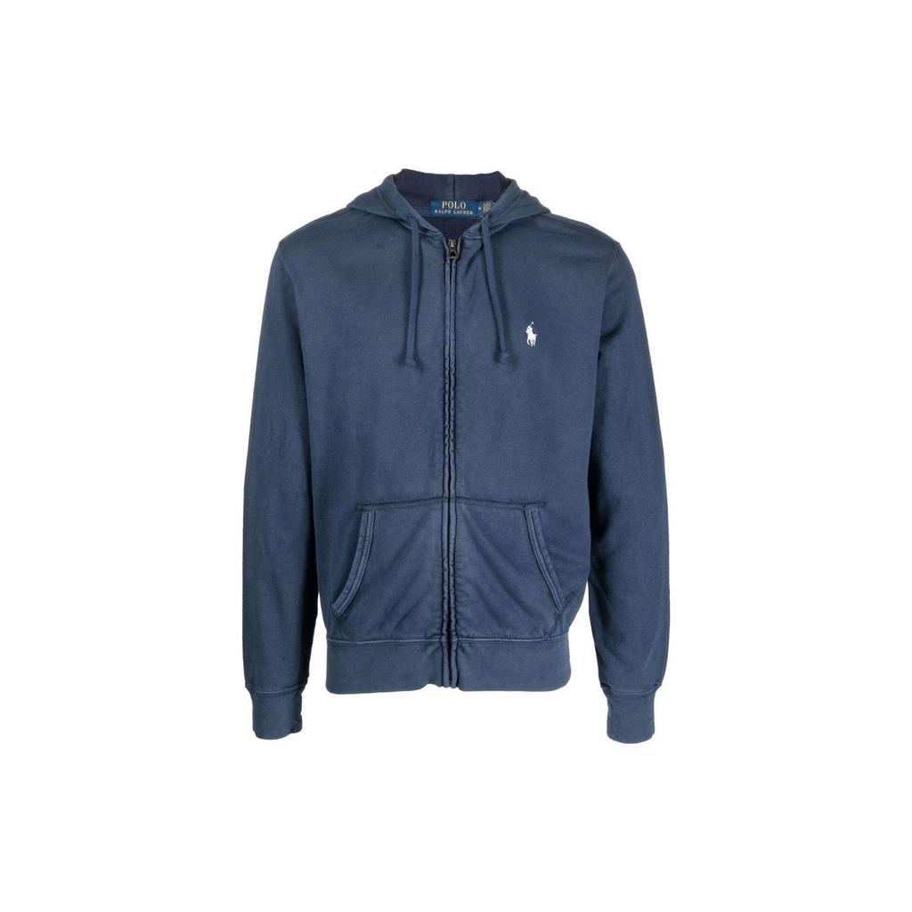 Polo Ralph Lauren Ss23 Logo Embroidered Zip-Up Hooded Long Sleeve Sweatshirt Men Sweatshirt Navy-Blue 710706348-011