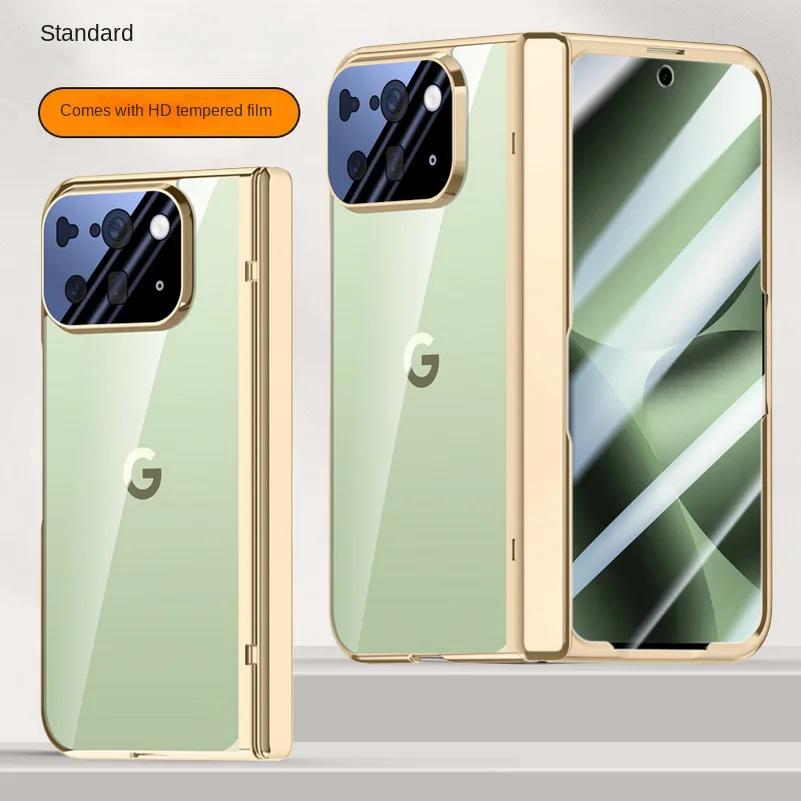 Transparent Screen Tempered Glass Protector Case For Google Pixel 10 Pro Fold All-inclusive Spring Hinged Cover