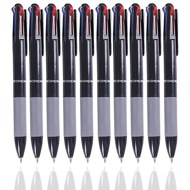 10Pcs/set 3 in 1 Red/Black/Blue Ink Color 0.7mm Student Ballpoint Pens Ball Point Stationery School Supplies Office Accessories