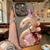 White Snake with Flowers Hard Phone Case for Iphone 16 15 14 13 12 11 Pro Max Mini Shockproof Anti-Scratch Protective Cover