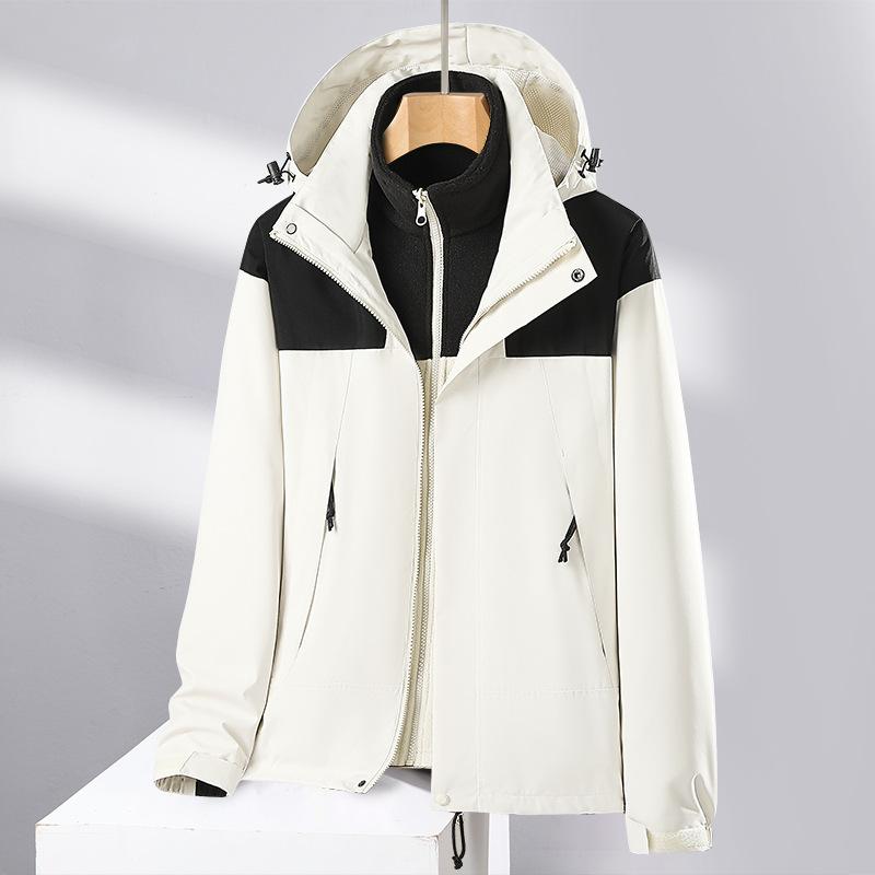Winter Three-in-one Jacket for Women Two-piece Collection Thickened and Velvet Removable Liner Mountaineering Jacket Wind Resistant Jacket
