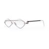 Fashion half-frame rhombus sunglasses metal high-end small frame modern trend catwalk Europe and the United States