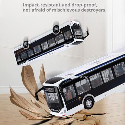 1:42 New Energy Bus Toys Cars Miniature Models Doors Can Opened Car Exquisite Interior Metal Vehicles for Toddler Kids Gifts