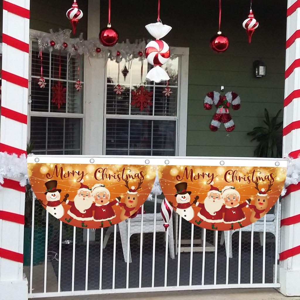 Christmas Outdoor Fan-shaped Flag Banner Christmas Decor for Home 2025 Cristmas Drop Ornament Xmas Navidad Gift New Year 2025