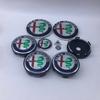 1sets 9pcs ForAlfa Romeo T60 060 60mm Black Caps 74mm Steering Wheel Badge Car Hood Front Emblem Giulia Stelvio Mito