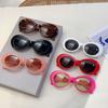 Oval Sunglasses Women  Stylish Gradient Multi-color Korean Style Casual Shades Trendy Luxury Brand Design Sun Glasses