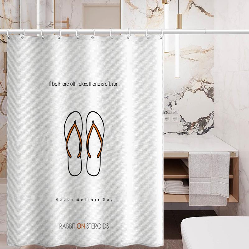 Bathroom Thickened Waterproof Curtain Mildew Proof Shower Curtain Shower Partition Curtain Shower Curtain Bathroom Curtain Free Perforation