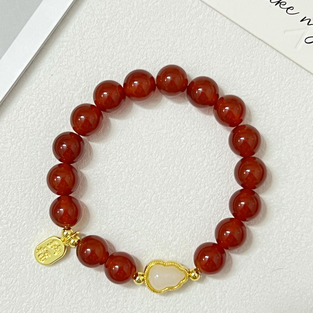 Natural Stone Beaded Bracelets for Women 10mm Round Beads Agate Bangle Semi-Precious Gemstones Bracelet DIY Valentines Day Gifts