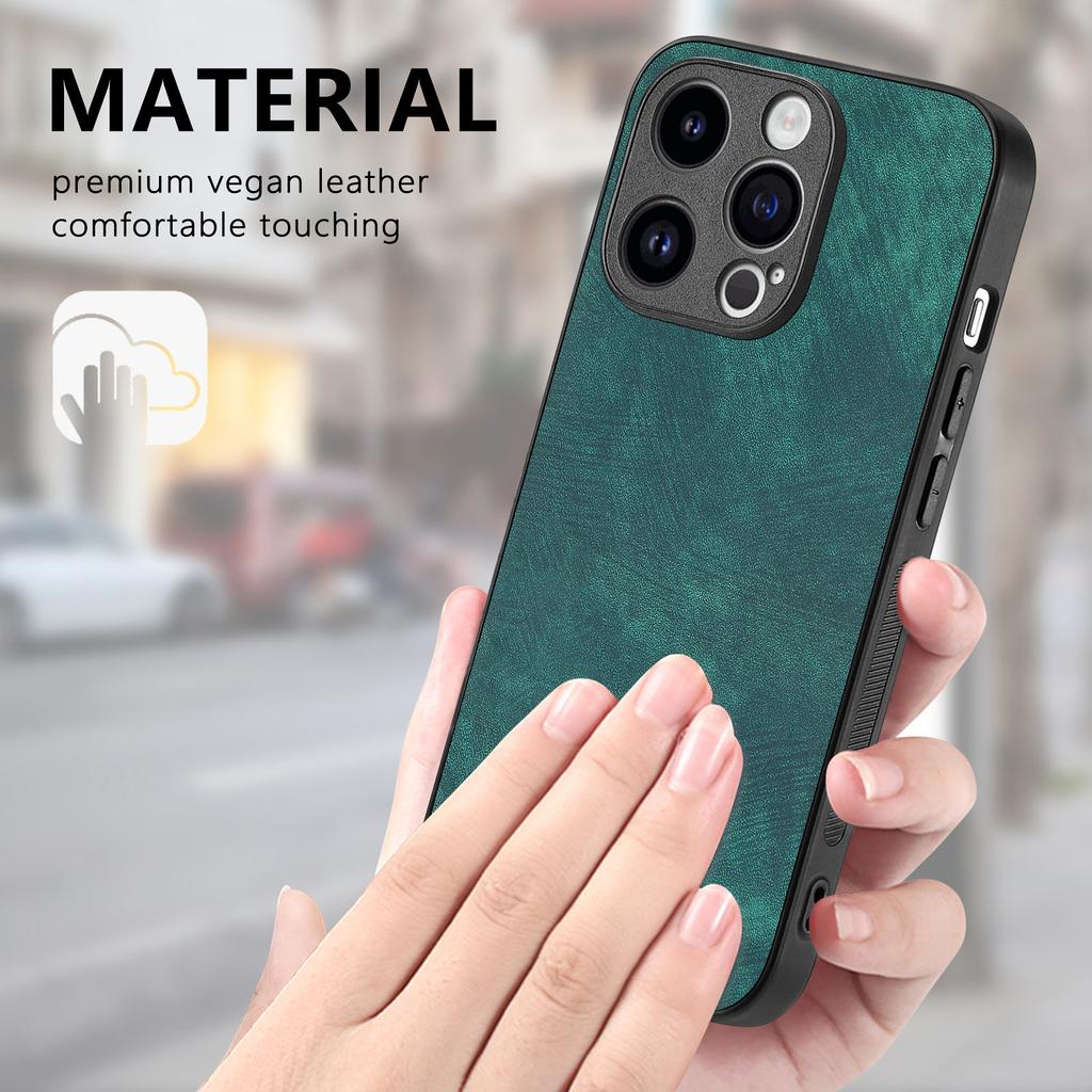For iPhone 12 Pro Max 6.7 Inch Case Shockproof Slim Retro Leather Phone Back Cover
