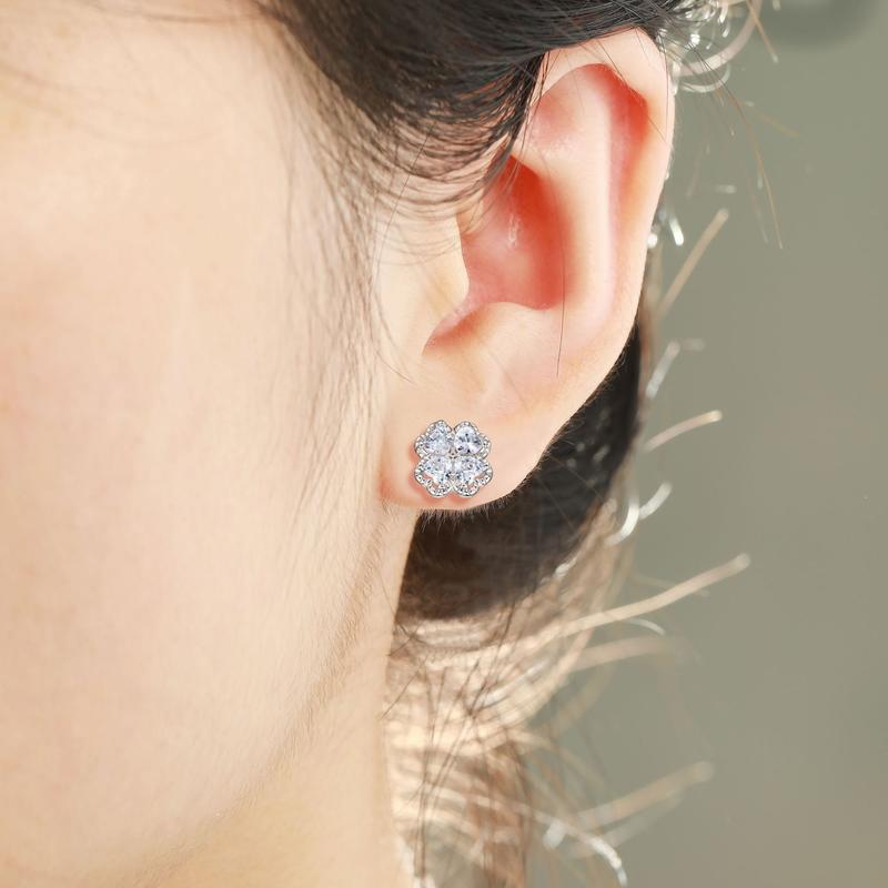 barbie Shining Four-leaf Clover, High-end Temperament, Niche Design and Versatile, 925 Silver Zircon Earrings, Women's Style ZJYES-SY-006