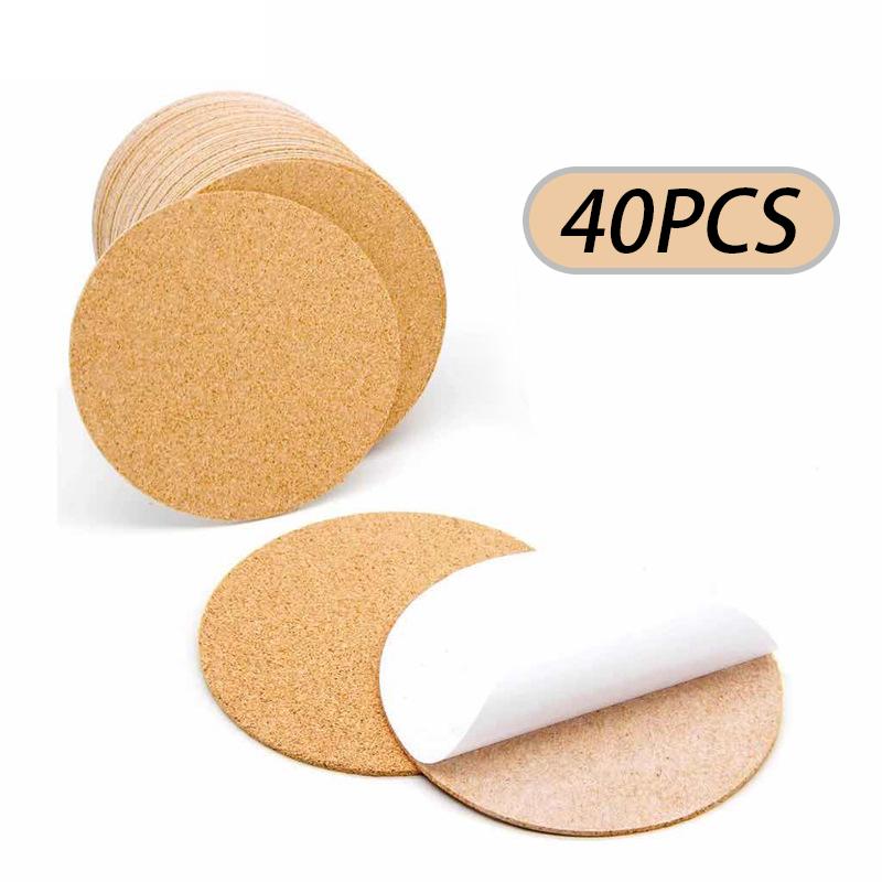 4inch Self-Adhesive Cork Coasters Round DIY Cork Circle Tiles Mat Sheets for Office And Home Strong Adhesive
