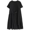 short sleeve Plus size Black cotton vintage new in dresses for women casual loose long summer dress