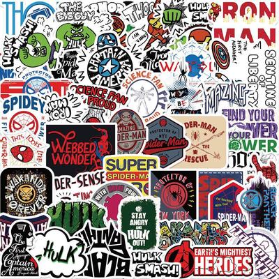 50 Pegatinas de Personajes de Dibujos Animados de los Vengadores - Impermeables, Autoadhesivas para Scrapbooks y Graffiti