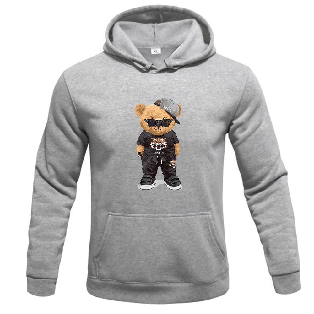2023 Men's Hoodie Harajuku Funny Bear Y2K Street Fashion Trend Spring Autumn Fleece Hoodie Men's Clothing