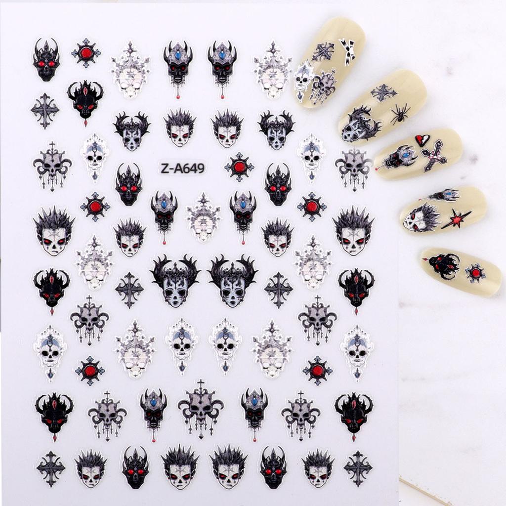 5D Geprägter Nail Art Sticker Halloween Cartoon Spinnennetz Geist Kürbislaterne Nagel Klebeaufkleber