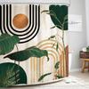 Geometric Nature Shower Curtain: Embrace The Modern Design, Soft Fabric, And Earthy Vibes For Your Stylish Bathroom
