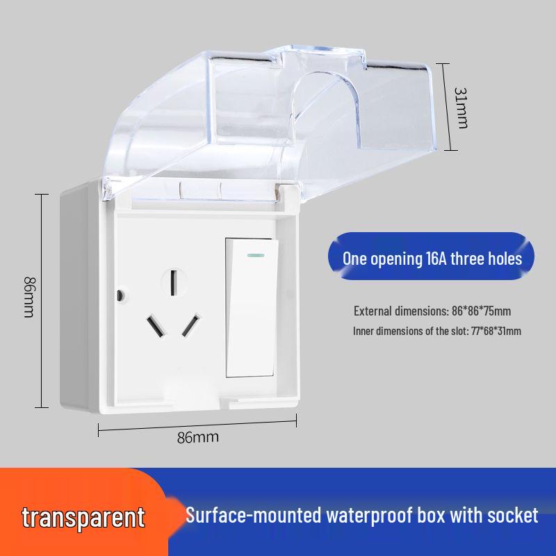 86 Type Outdoor Surface Mount Socket Box with Integrated Five-Hole Panel Switch Cover