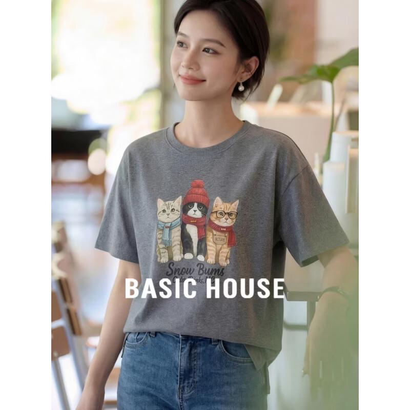 Basic House Women s Crew Neck Cartoon Print T-Shirt One Size