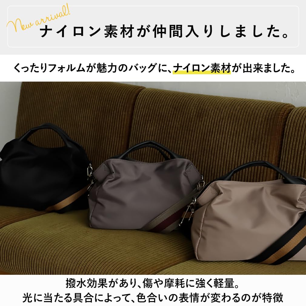 VITAFELICE Genuine Leather and Canvas Tote Bag for Women Gray 2-Way (inb-10001z) (Nylon Beige)