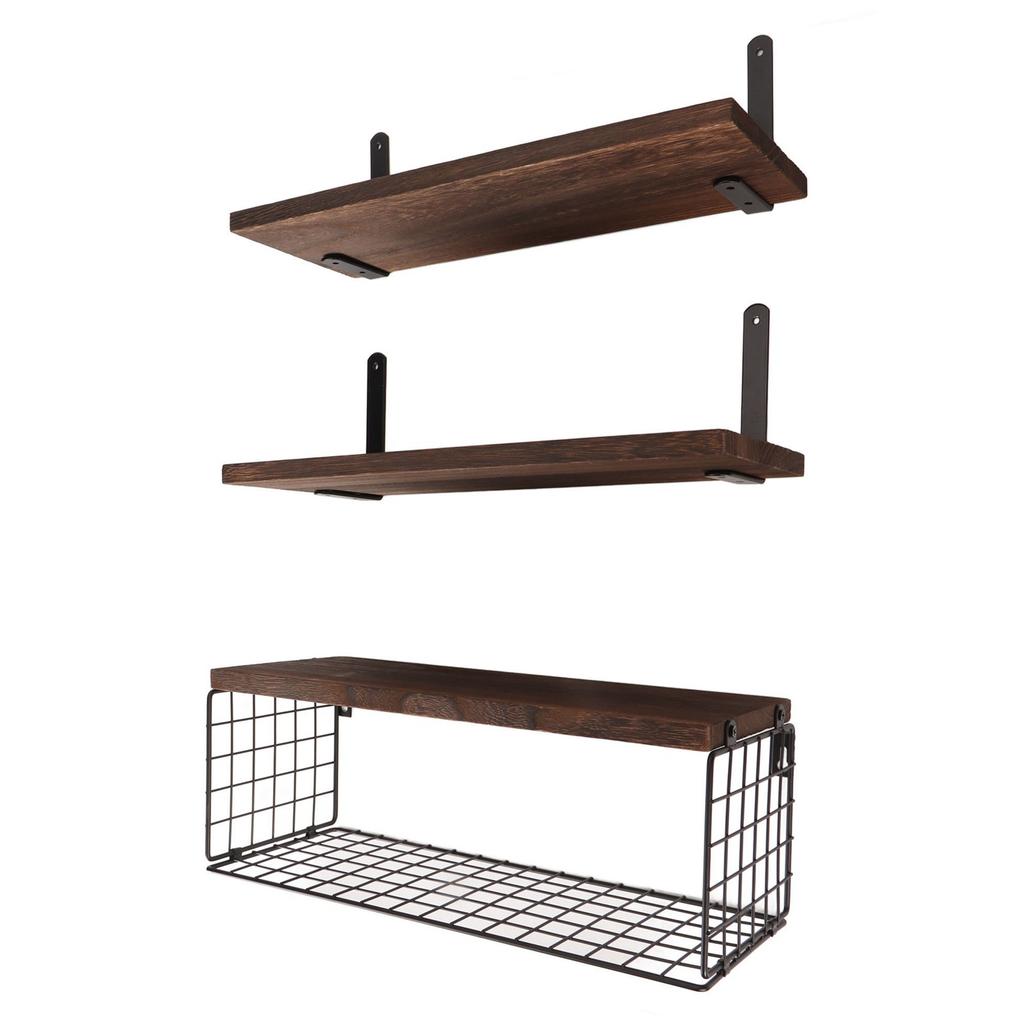 Wall Floating Shelves Candlenut Adjustable Dark Brown Wall Mounted Storage Shelves for Bathroom Bedroom Kitchen Garage