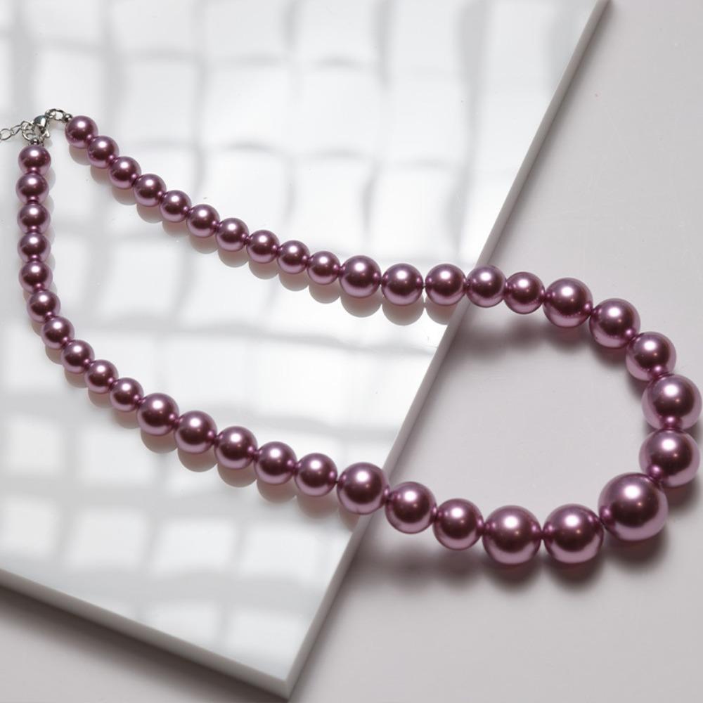 Elegante Perlenkette mit abgestufter Größe Leichte Schlüsselbein-Kette Damen Halskette Hochzeits Schmuck