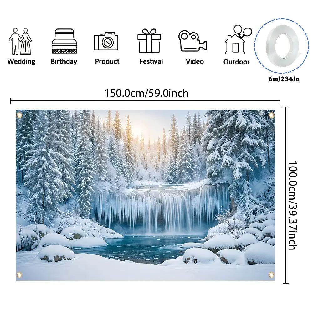 Baner Tło na Imprezę Zimowa Kraina Czarów Dekoracja Świąteczna Tło Zimowe Dekoracje na Studio Fotograficzne Fotobudkę Imprezę Świąteczną