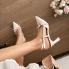 Pointed Toe Shallow Women Sandals Bow Mid Heels Shoes Fad Slingback Pumps 2026 Trend Summer Designer Party Sandalias De Mujer