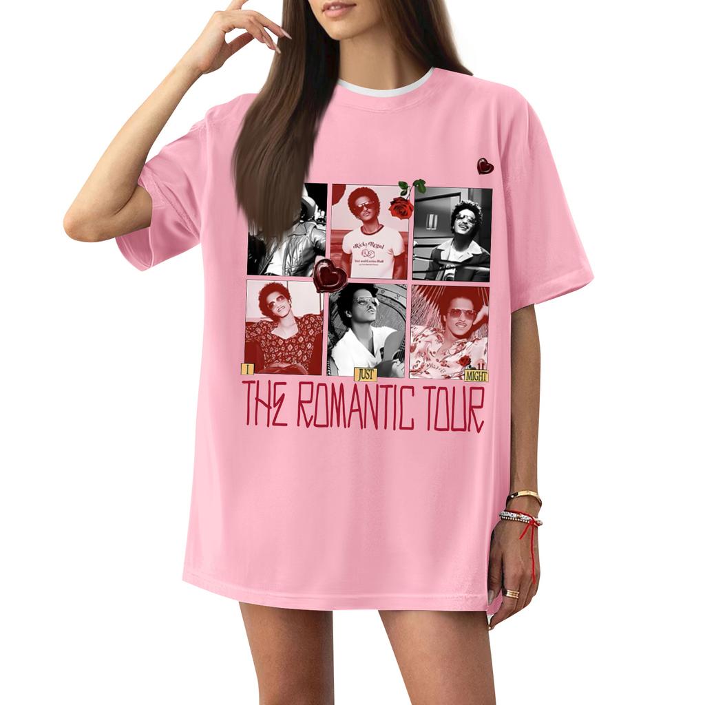 Women's Casual Printed T-Shirt Round Neck Pullover Short Sleeve Top
