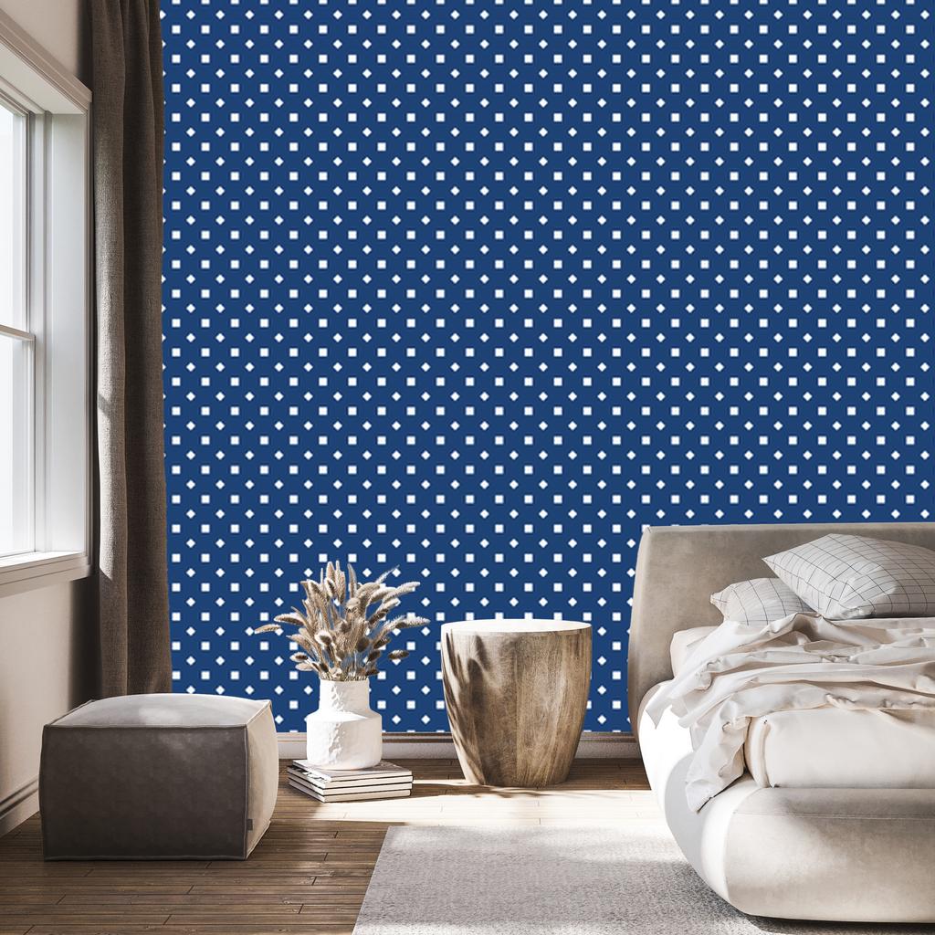 Dotted Blue Wallpaper, a Calm Tone for the Living Room and Bedroom 50x1000