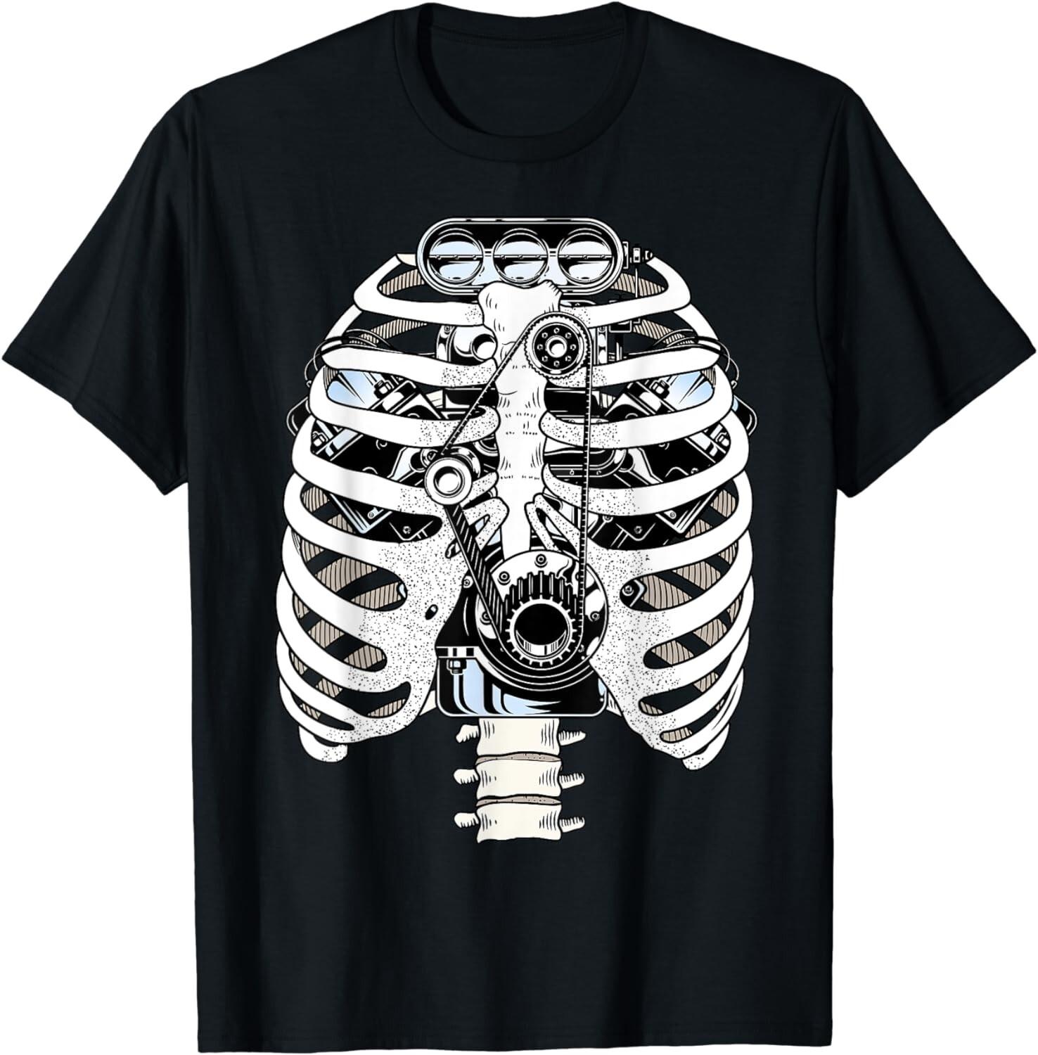 Mechanical Automotive Engineer Skeleton Mechanical Mens and Womens Tshirt Shortsleeved Roundneck Funny Shirt S