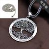 Vintage Tree Of Life Pendant Necklace Men Women Copper Geometric Charm With Adjustable Chain Retro Boho Jewelry