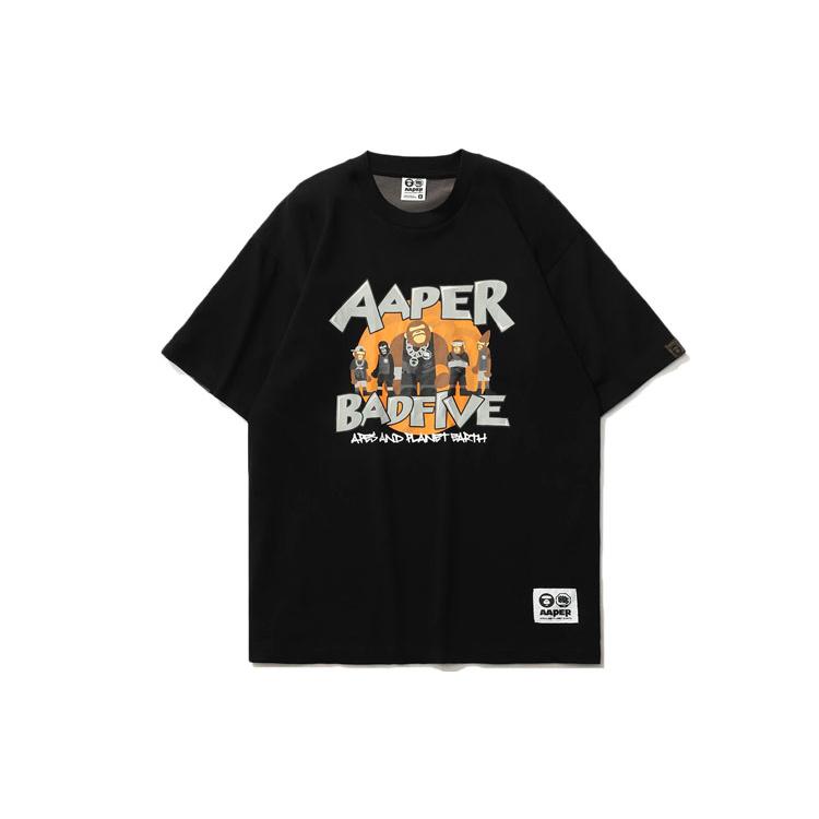 Li Ning x Aape Drop Shoulder Sleeve T Shirt Men s Black AHSR745-1 L