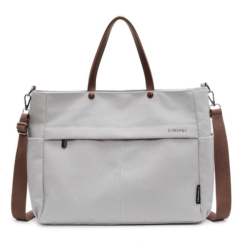 New Canvas Shoulder Bag Simple Fashion Tote Bag Women Oblique Span Large Capacity Portable Popular Shoulder Bag