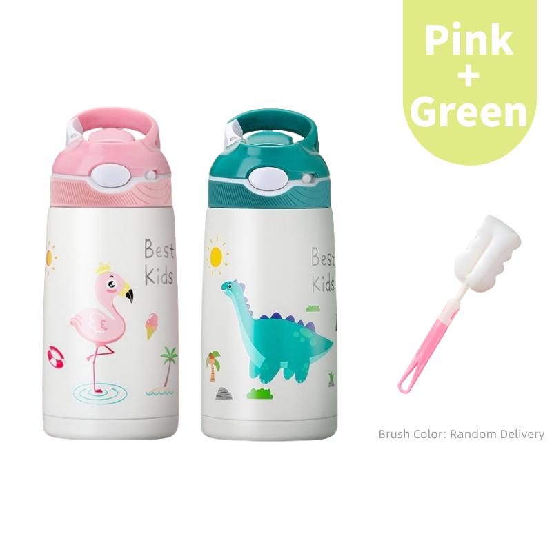 400ML Kids Water Bottle Cartoon Animal Thermos Mug Baby Duck Billed Straw 316 Stainless Steel Vacuum Flasks Thermos Bottle