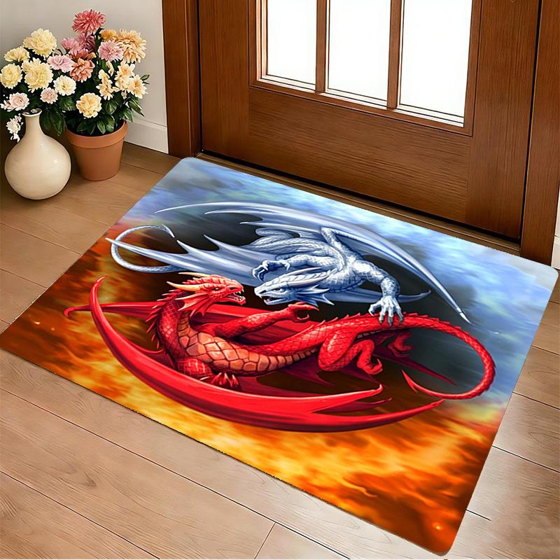 Fire Ice Dragons Living Room Nonslip Area Rug Soft Carpet For Bedroom Game Playroom Sofa Office Home Decor Doormat Christmas Gift