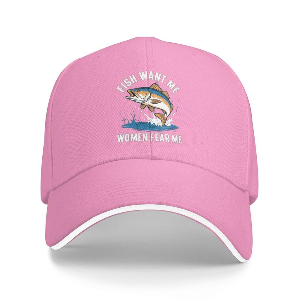 Fish Want Me Women Fear Me Baseball Caps Snapback Baseball Hats Breathable Casual Casquette Outdoor for Men And Women