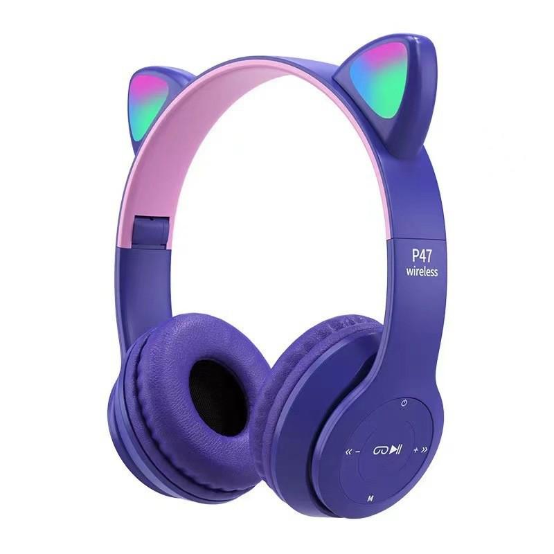 Hot Sale P47M Cat Ear Gaming Bluetooth Headset with Colorful Lights