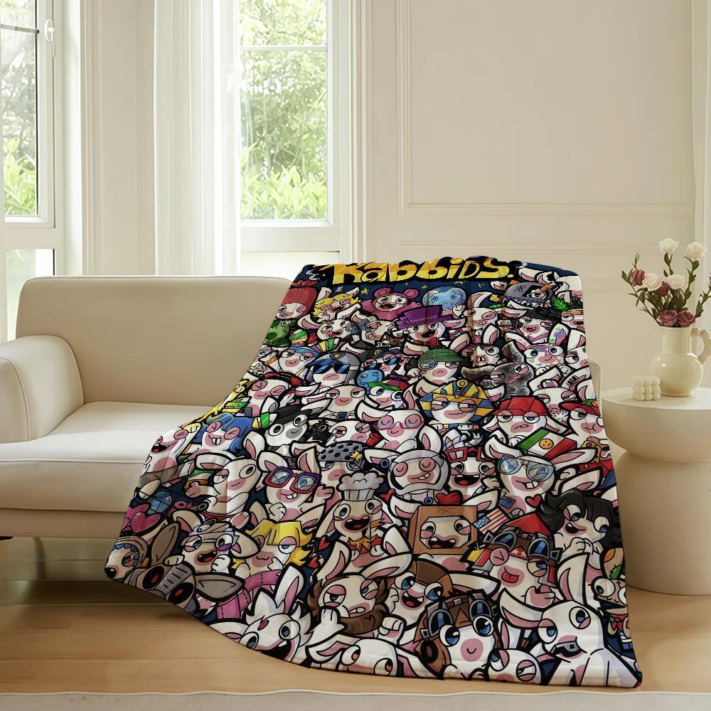 Cartoon R Raving Cute R Rabbids Blanket For Sofa Office Bed Plane Travel Sleep Read Relax Camping Soft And Warm